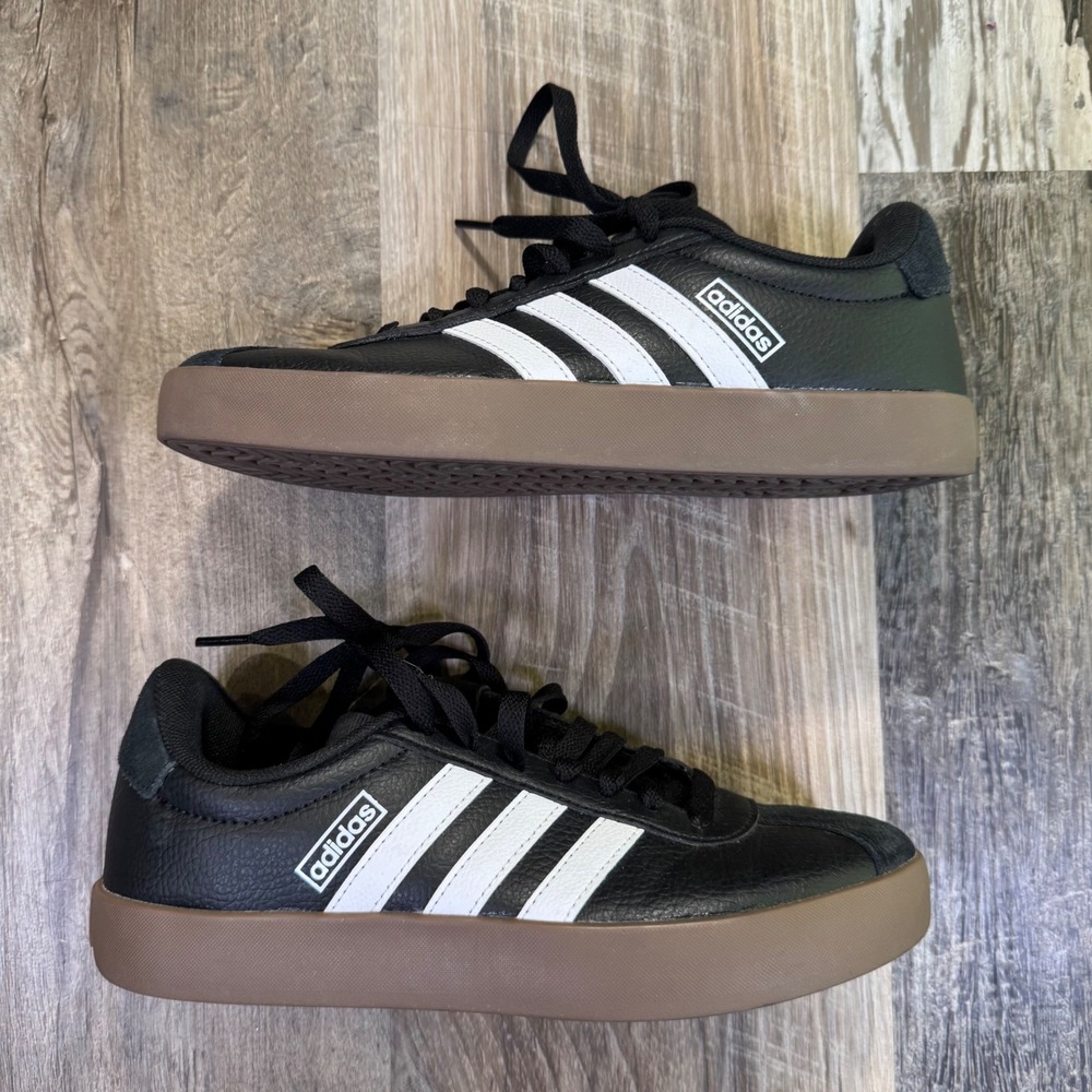 Adidas Sneakers Womens 6.5 Black VL Court 3.0 ID8796 Gum Sole Leather Blokecore